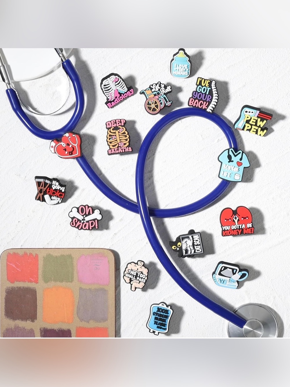 7 pcs Humorous | Cute Medical Themed Stethoscope Charms | NIB